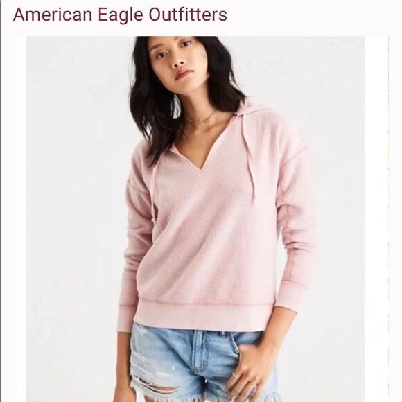 ❣️5/$50 American Eagle Blush Pale Pink hoodie, size small, inside out & cozy! - Picture 1 of 4